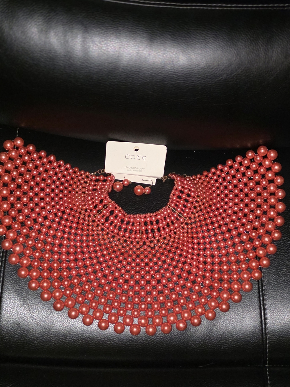 Core Red Beaded Statement Necklace